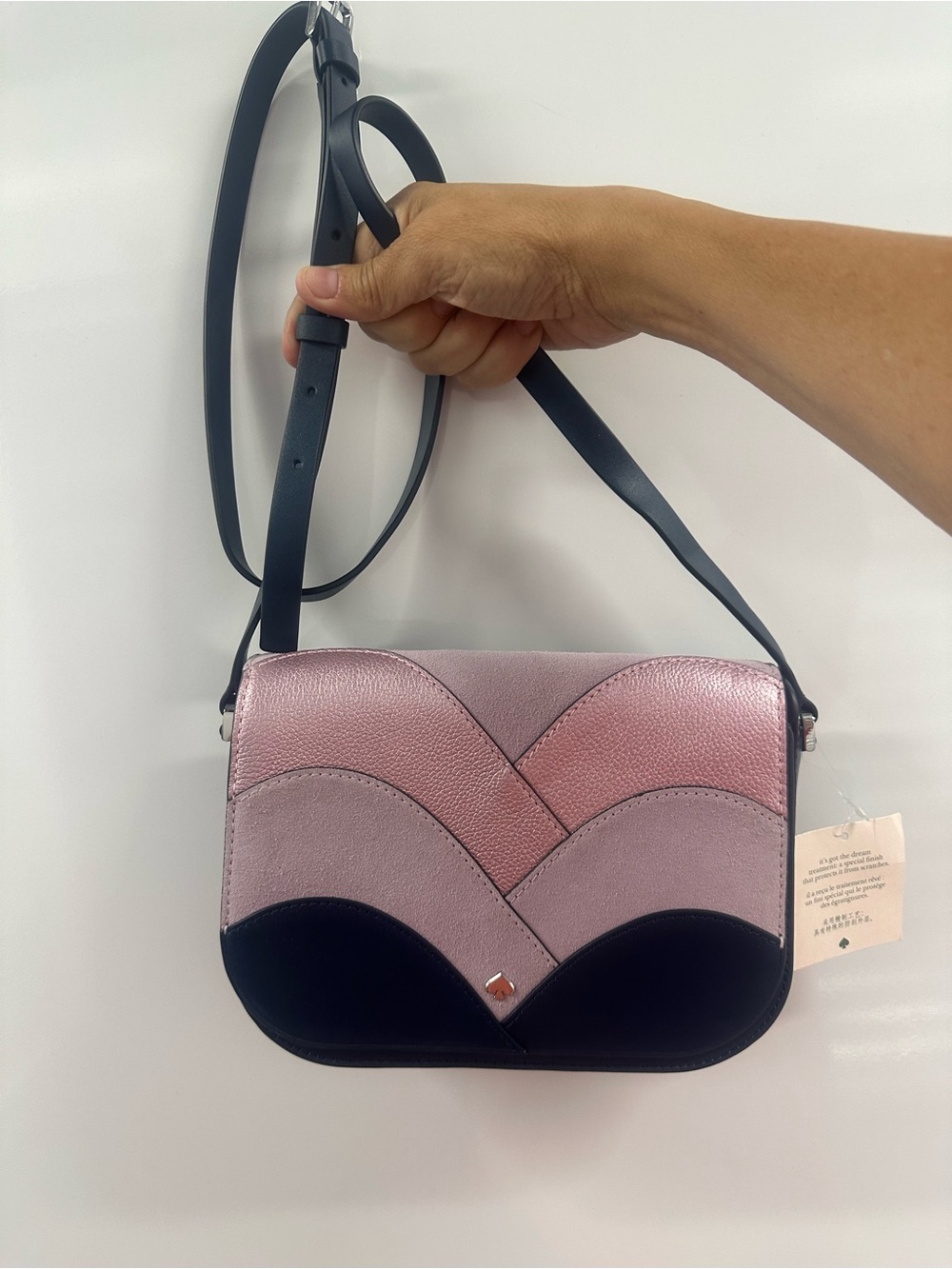 kate spade lavender and navy handbag